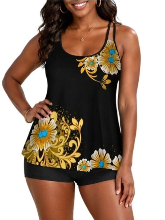 Urchics Other - Urchics Size Medium Womens Two Piece Swimsuit Tank Top Boyshorts Flowy